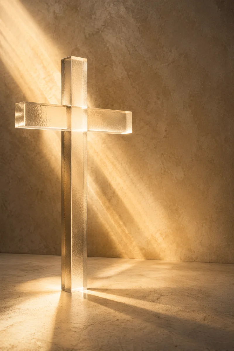 Abstract Frosted Glass Cross in Studio