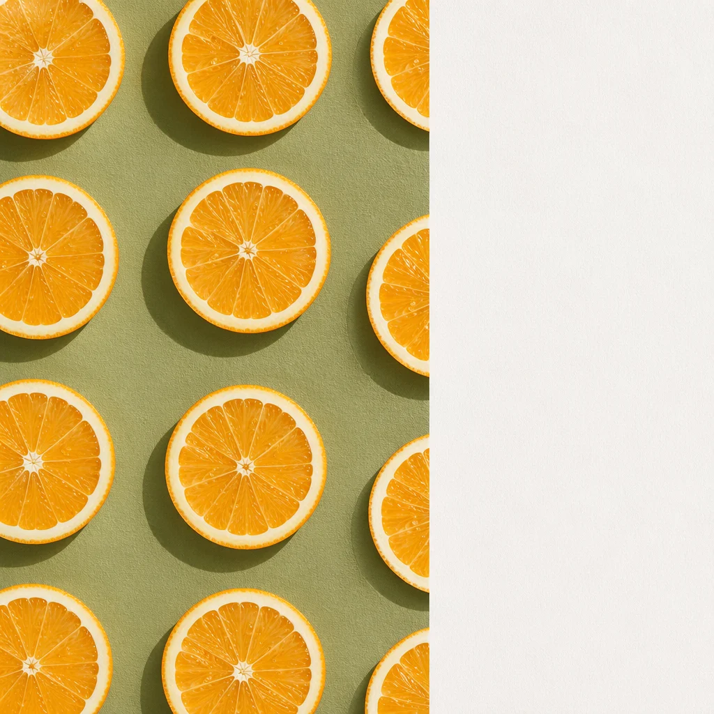 Orange Citrus Split Background with Copy Space