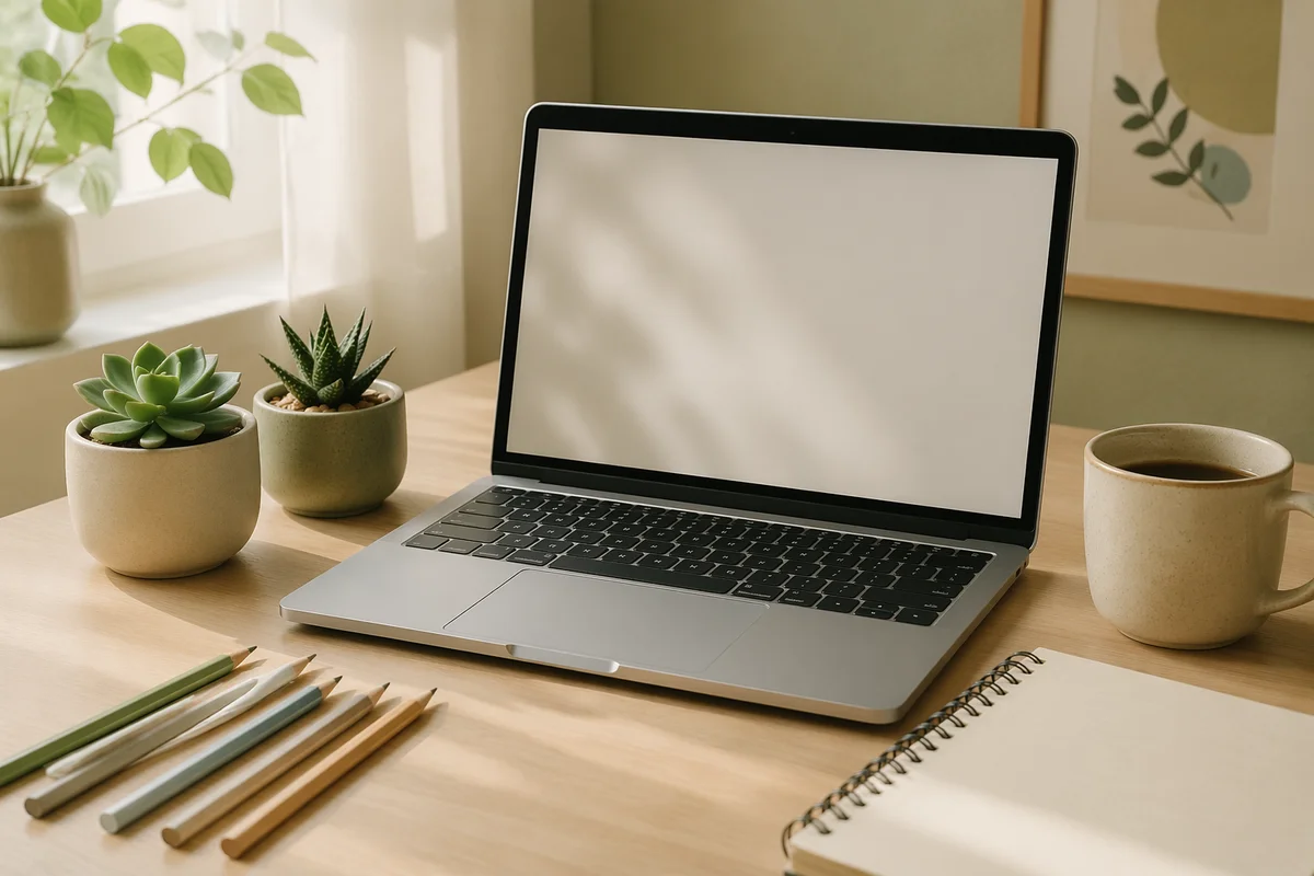 Creative Desk Flat Lay with Laptop