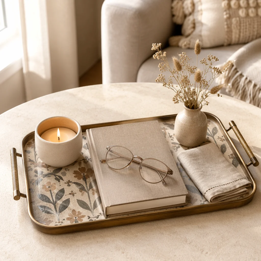 Cozy Tray with Candle and Book