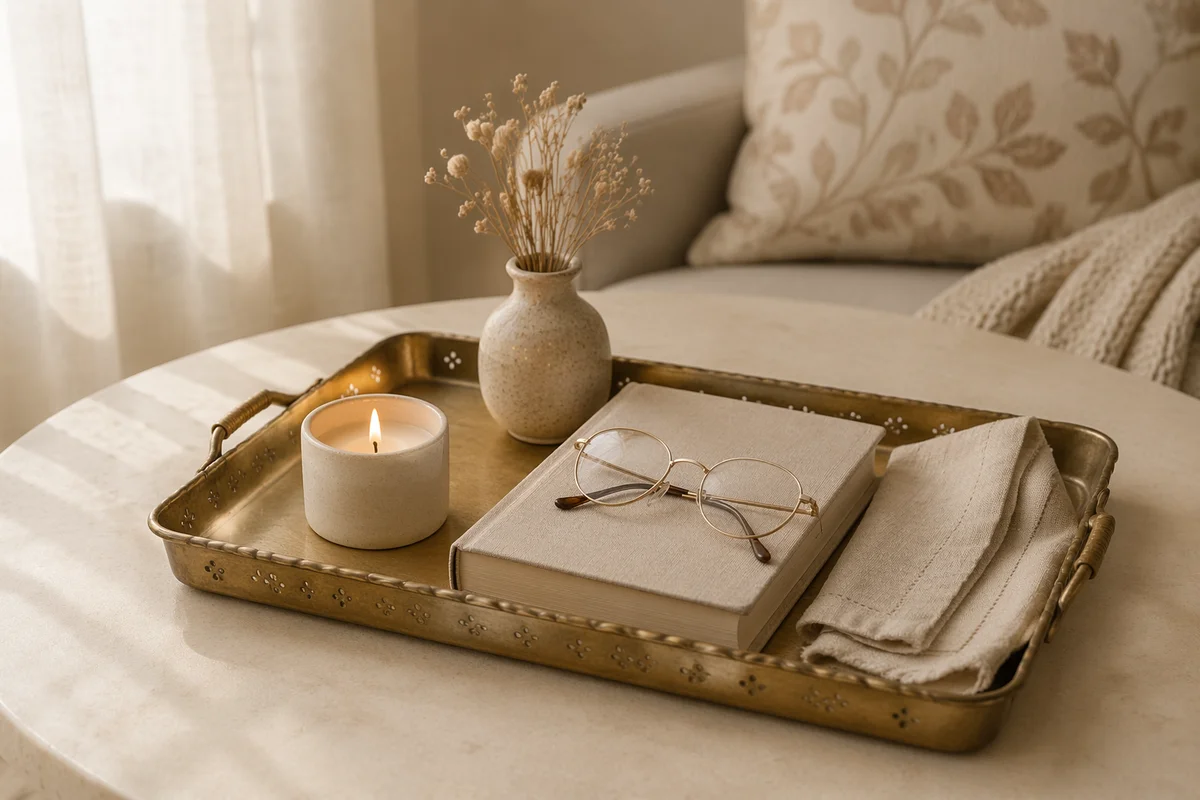 Cozy Candle Book Tray Still Life