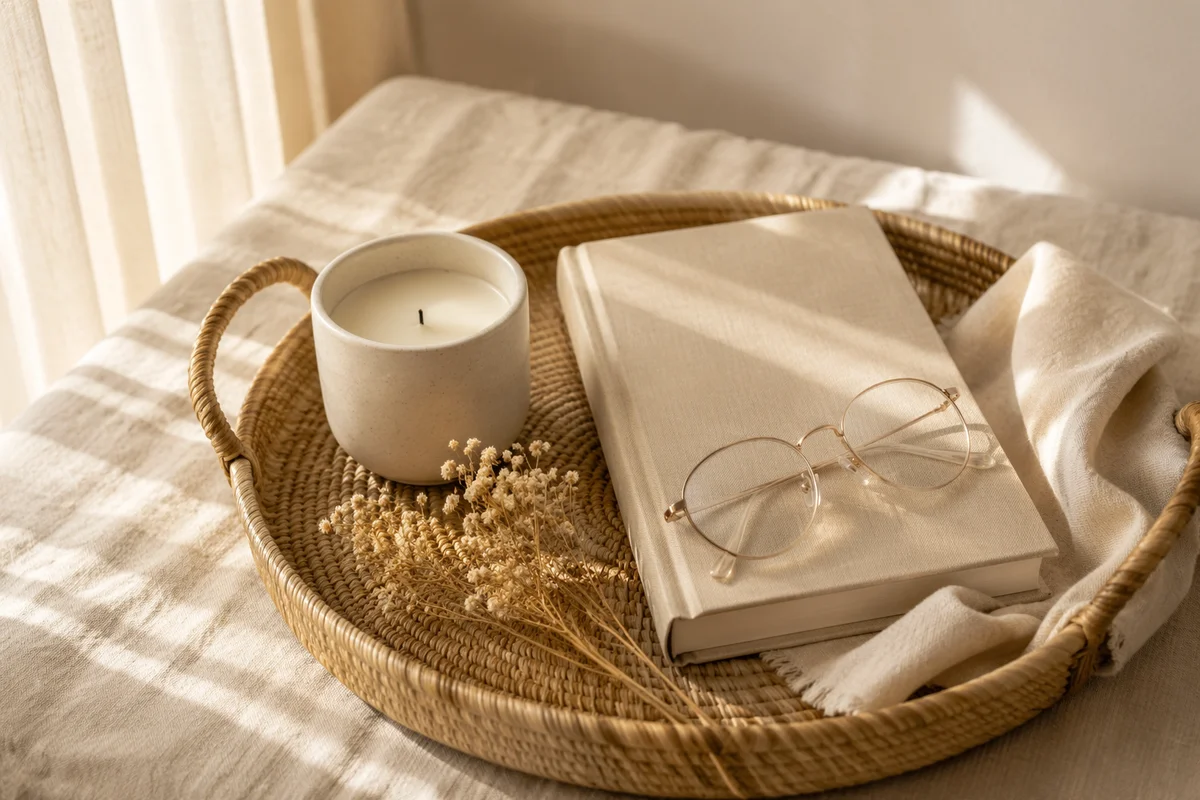 Cozy Morning Tray with Candle and Book