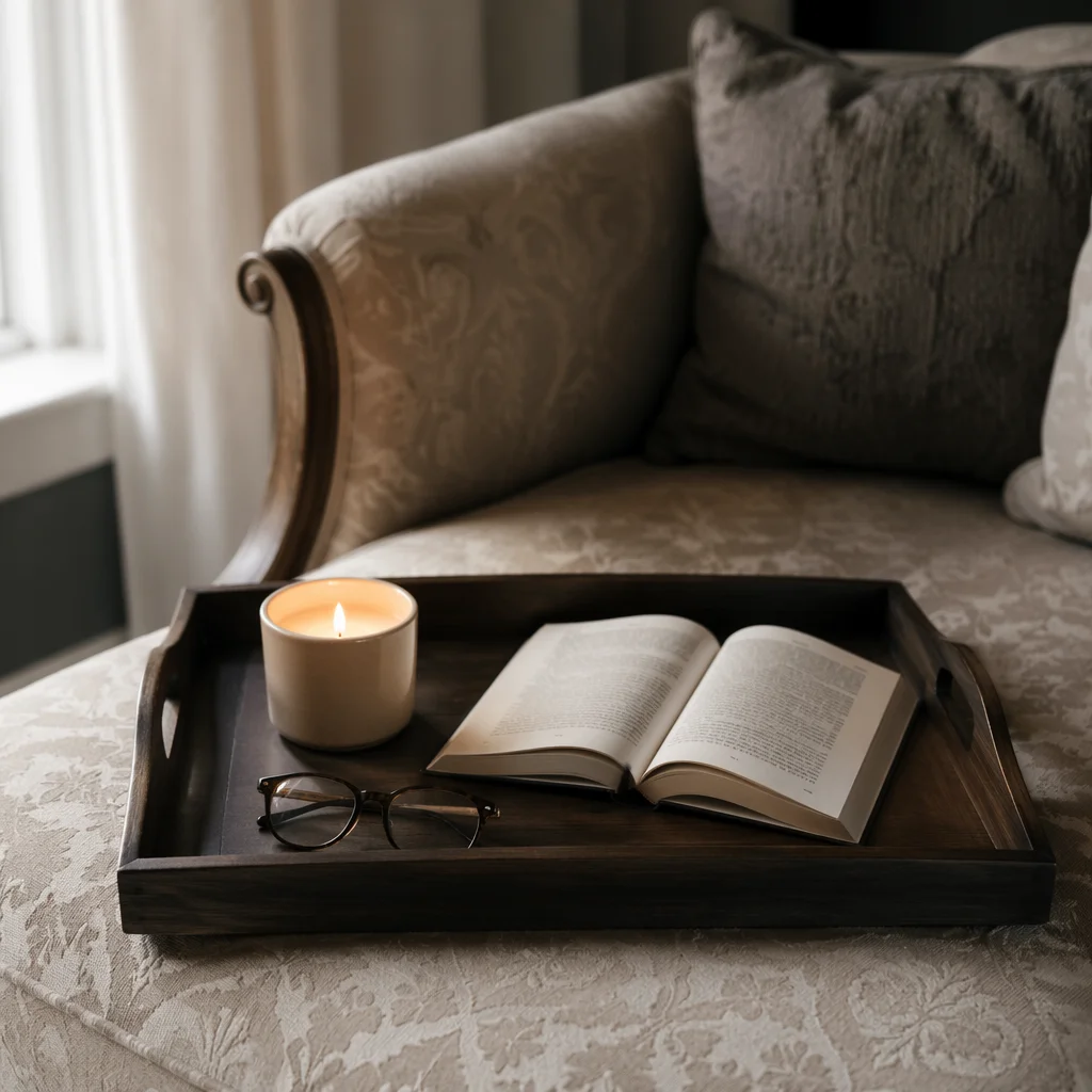 Cozy Candle Tray on Vintage Daybed