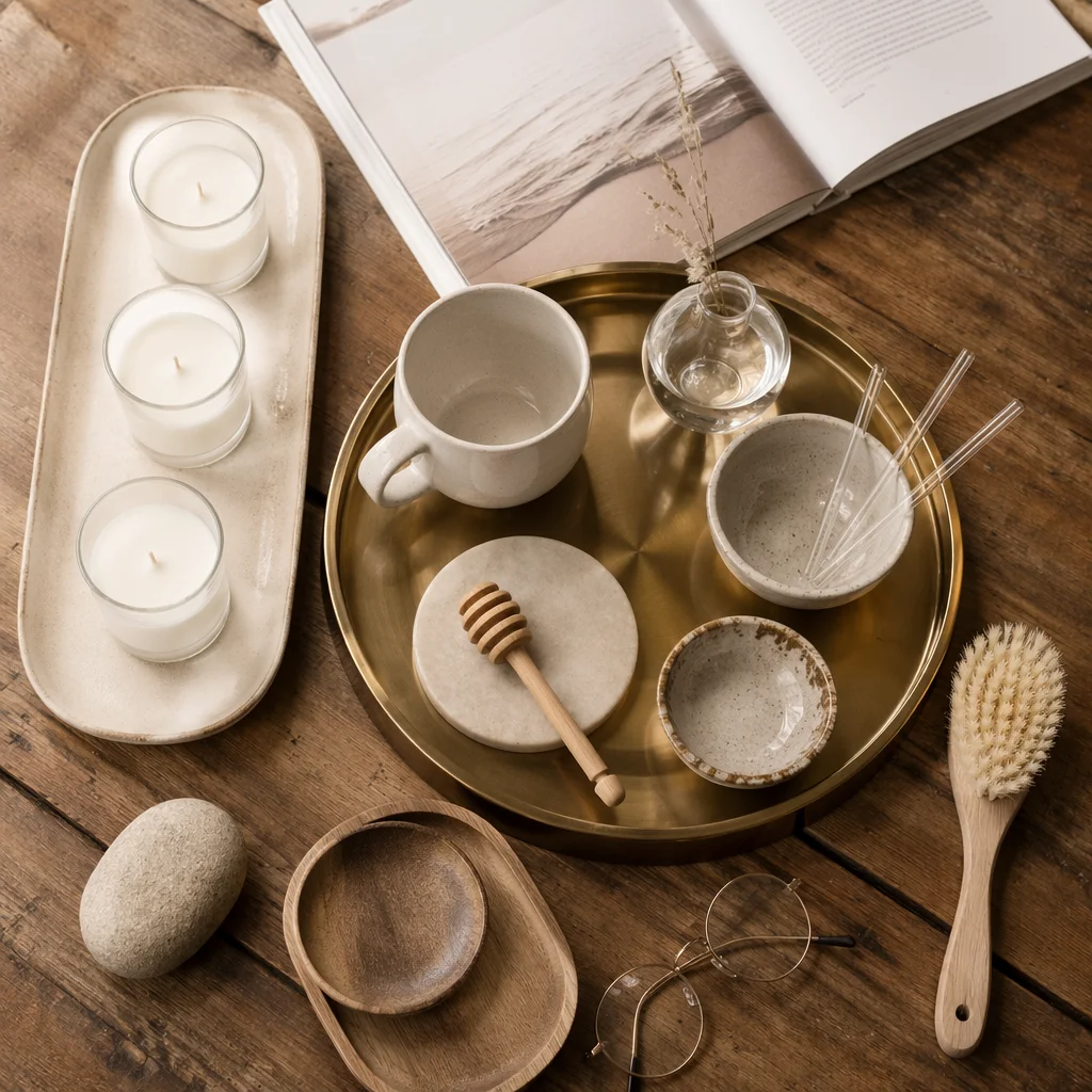 Minimalist Candle Tray Flat Lay