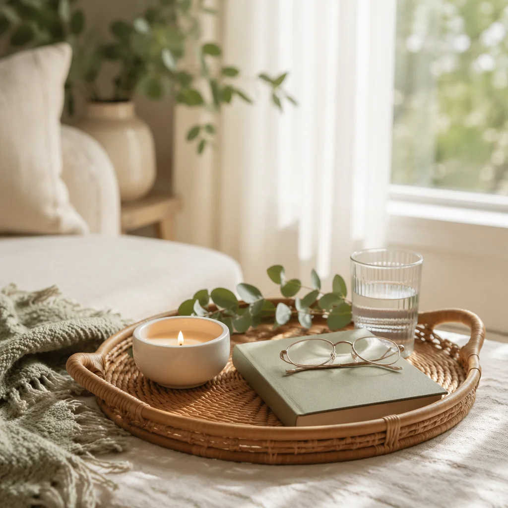 Sunlit Tray Still Life with Candle