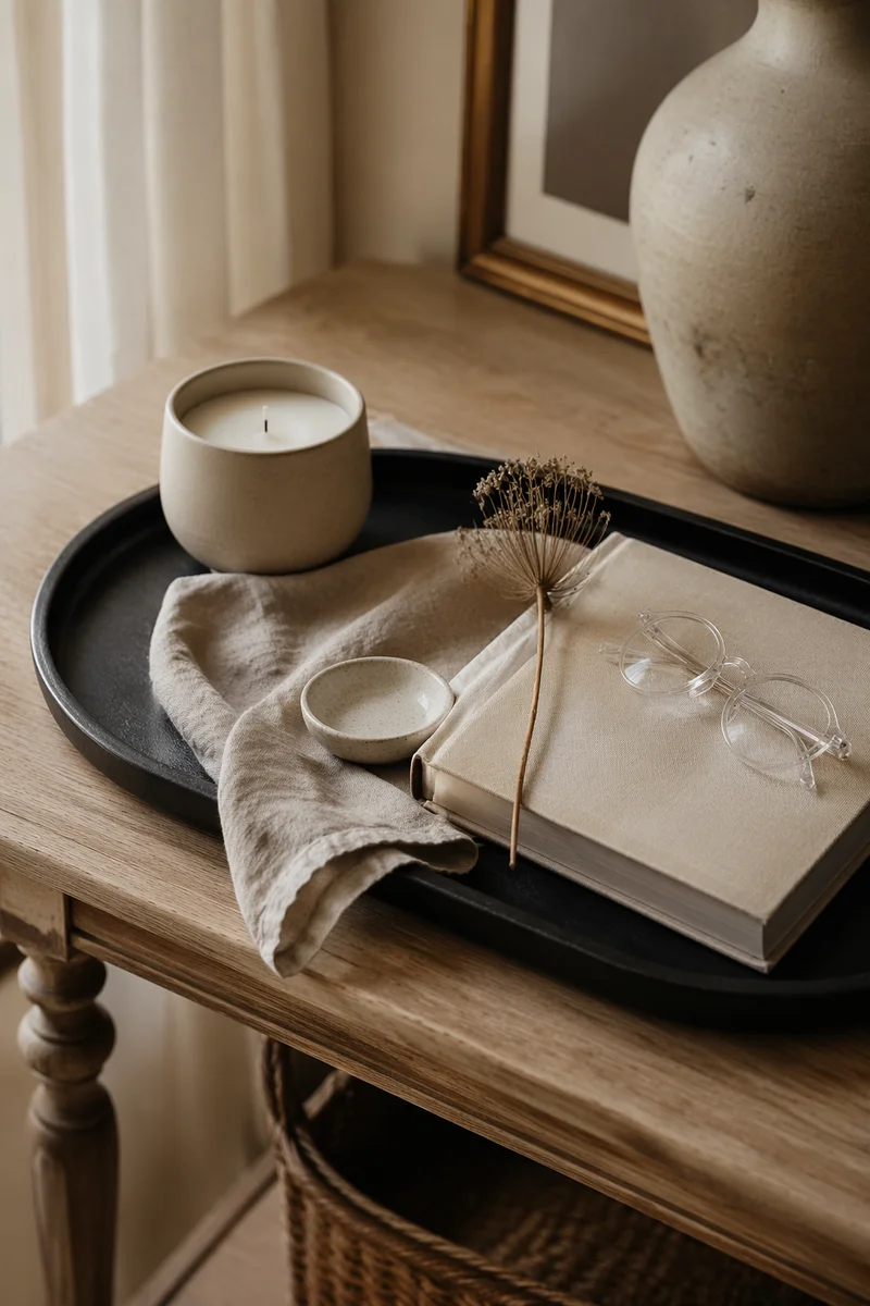 Elegant Candle Book and Glasses Tray