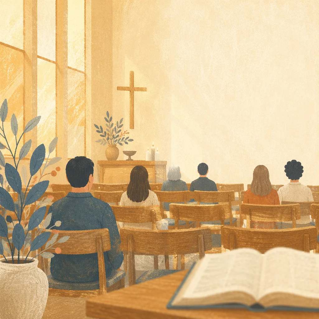 Sunlit Contemporary Church Sanctuary Interior