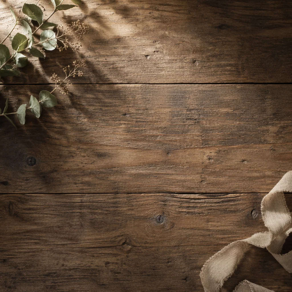 Rustic Wooden Table Flat Lay Background