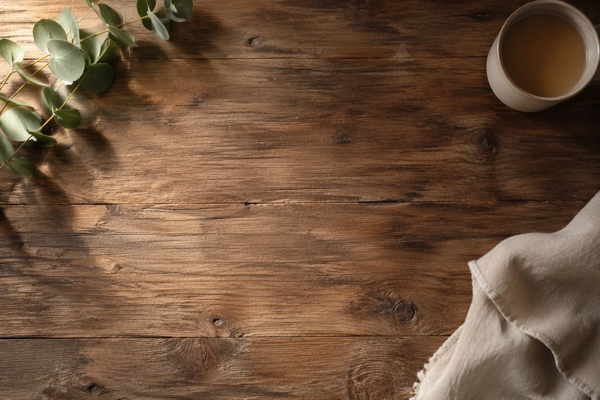 Rustic Wooden Tabletop with Natural Accents