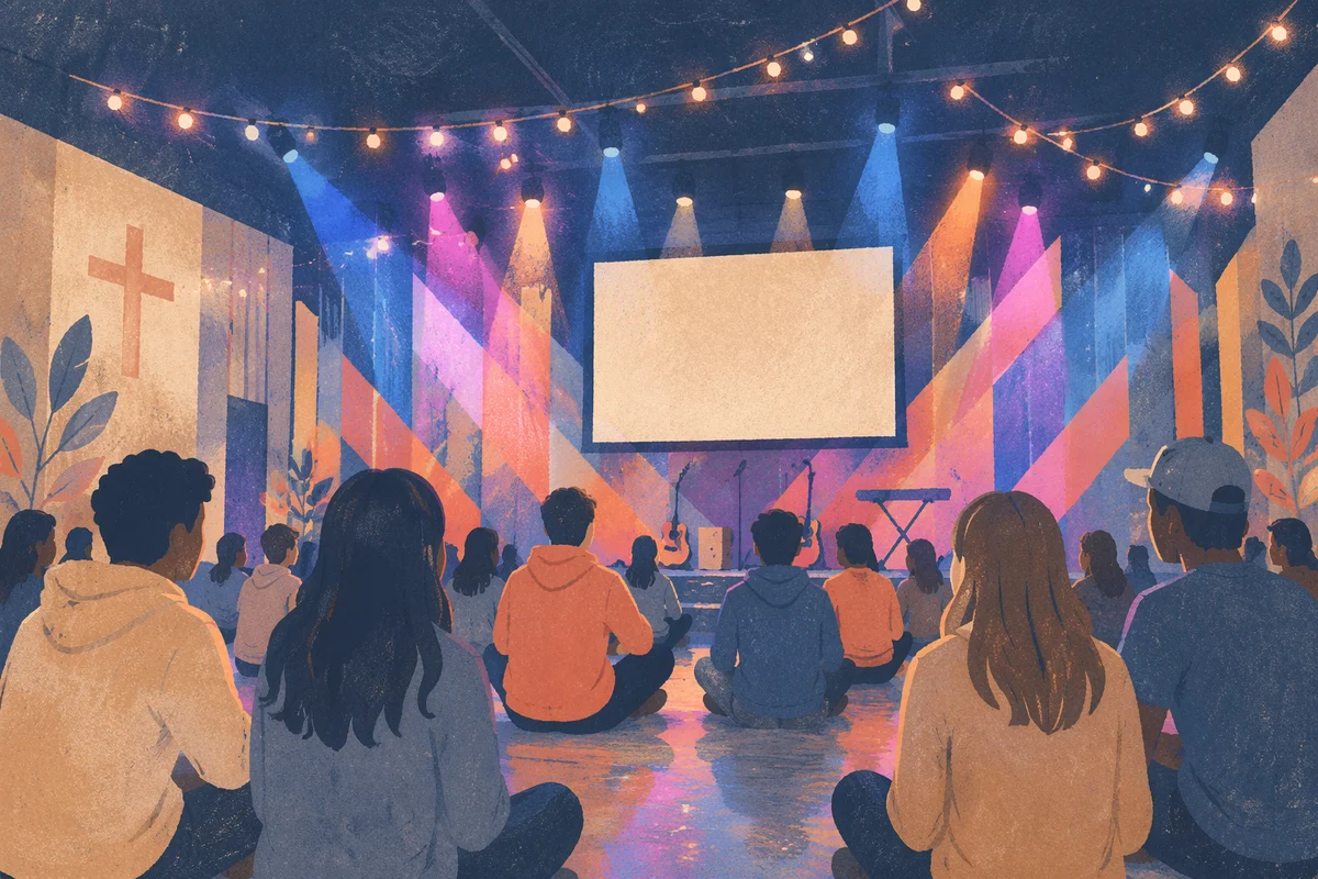 Youth Night Church Stage Neon Gathering