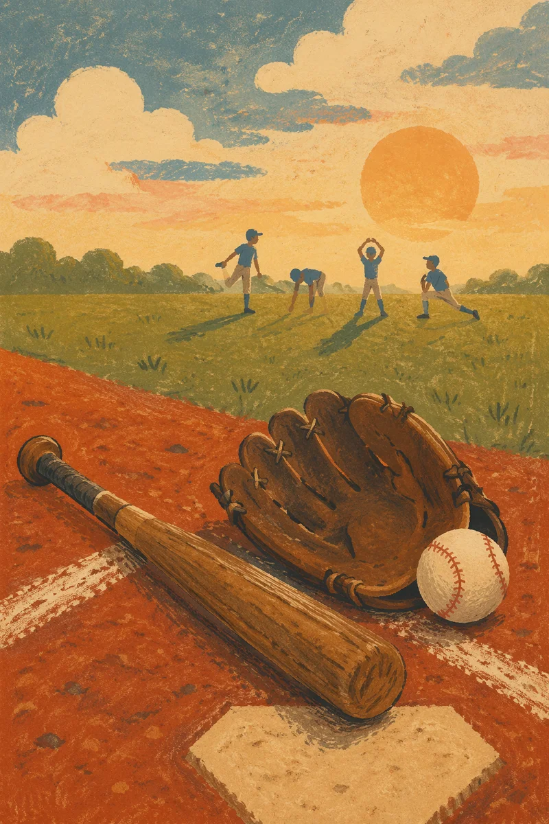 Golden Hour Baseball Gear on Diamond