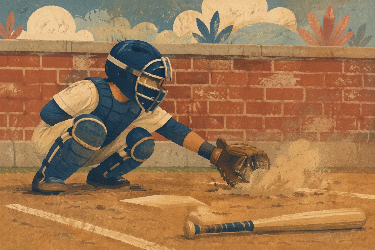 Catcher on Dusty Baseball Diamond