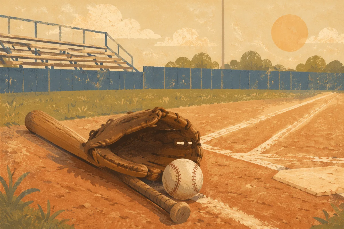 Nostalgic Baseball Gear on Field Diamond