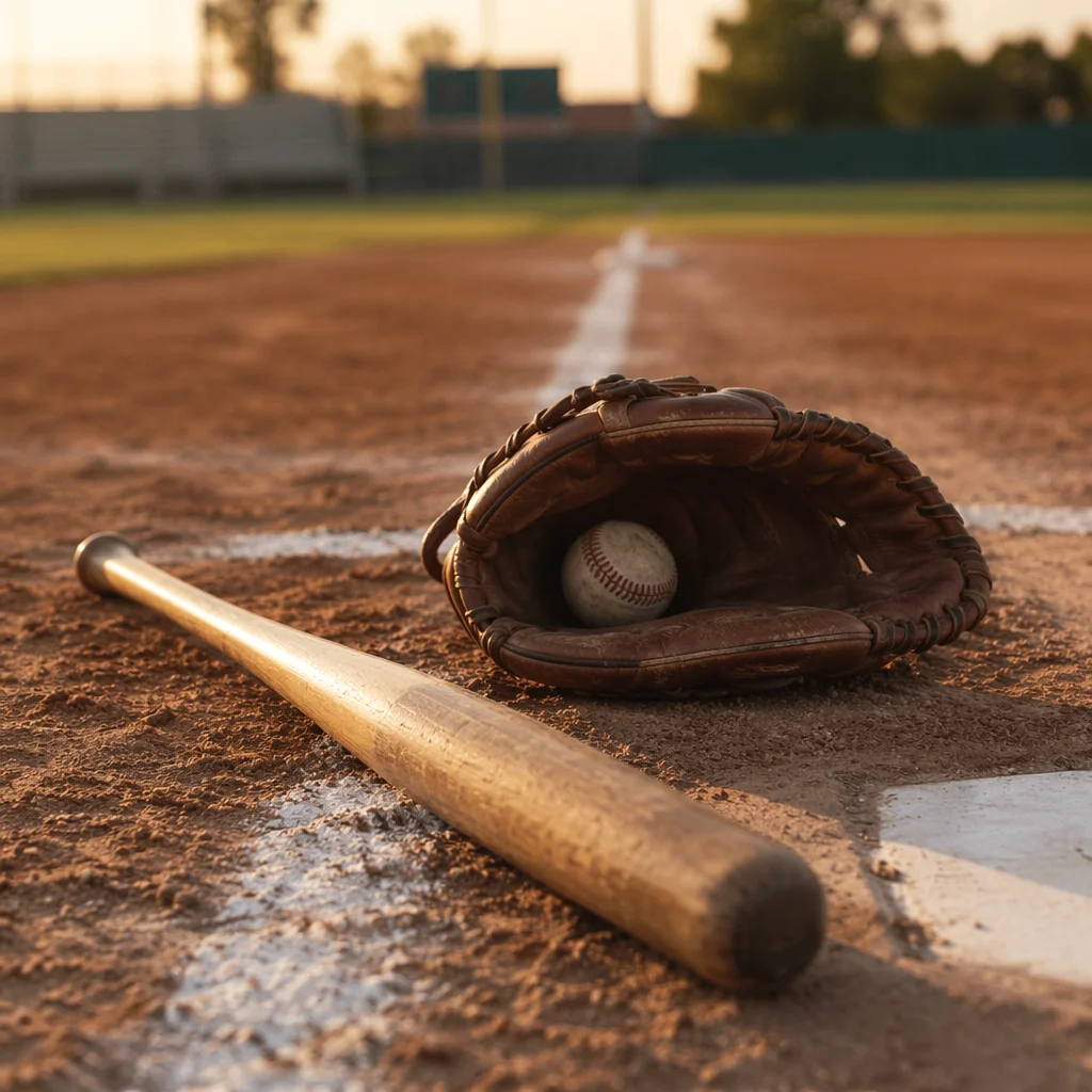 Golden Hour Baseball Glove by Home Plate