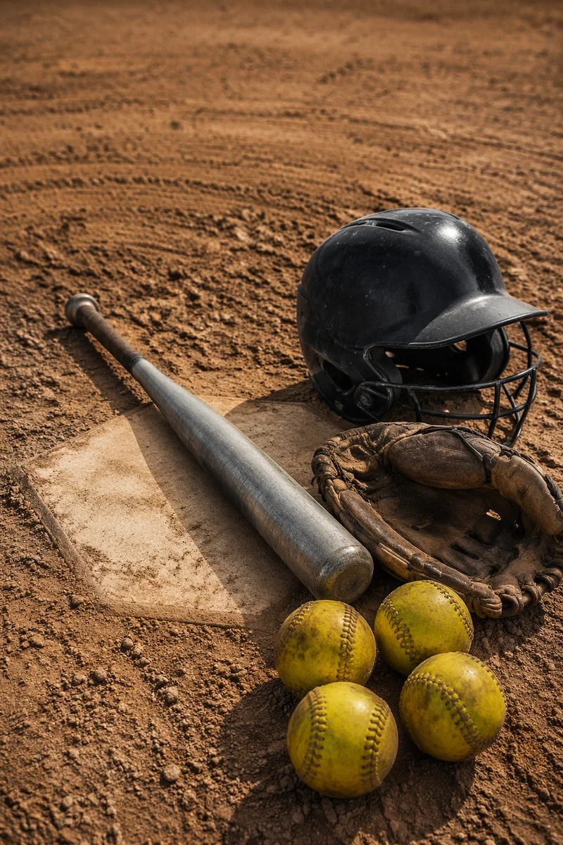 Baseball Gear Resting on Home Plate