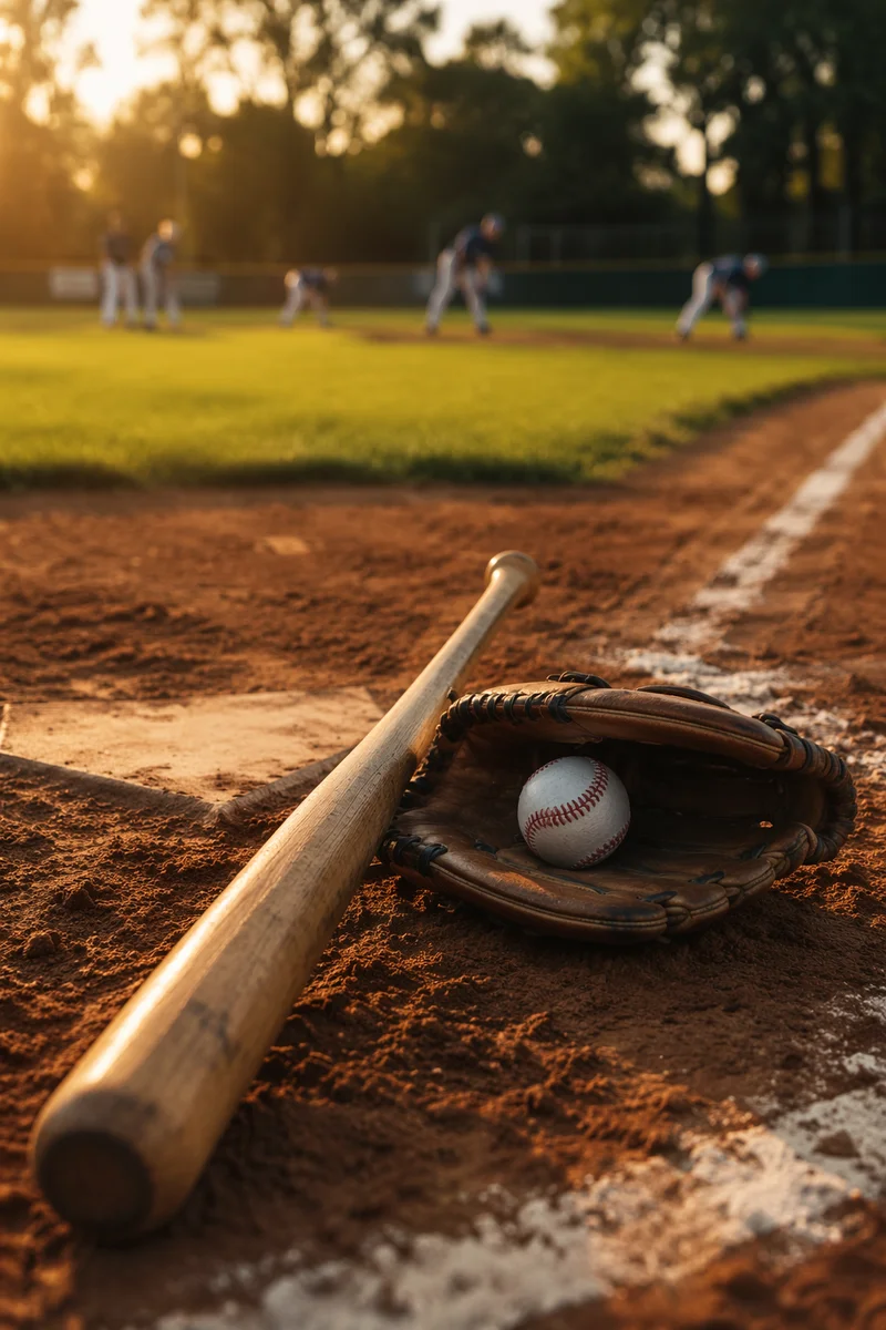 Golden Hour Baseball Gear on Diamond
