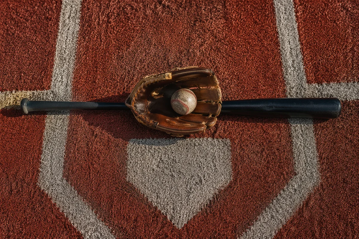 Baseball Gear on Home Plate Turf