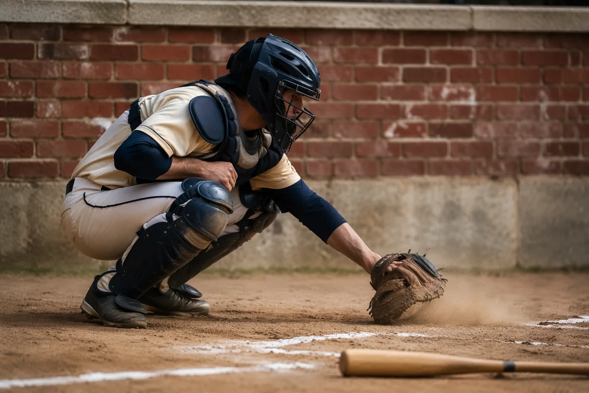 Catcher on Dusty Baseball Diamond