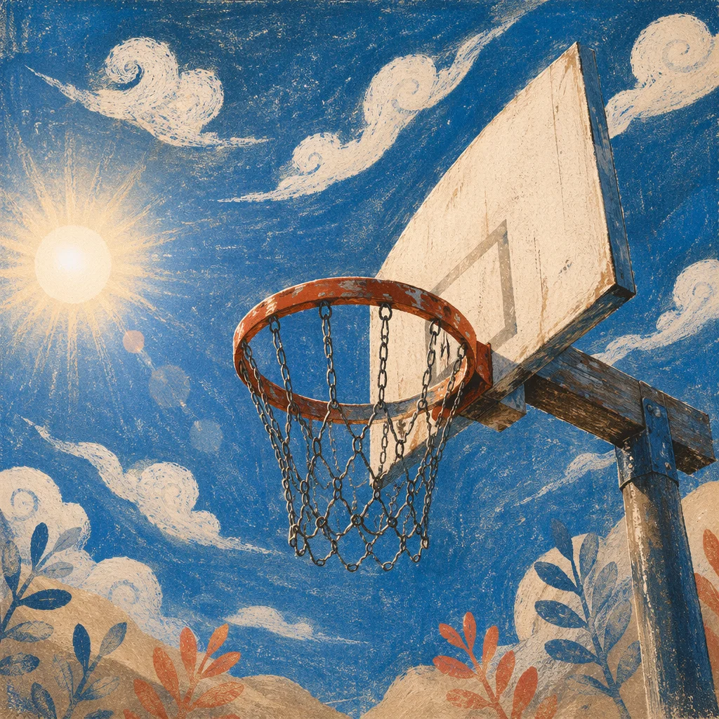 Outdoor Basketball Hoop Under Blue Sky