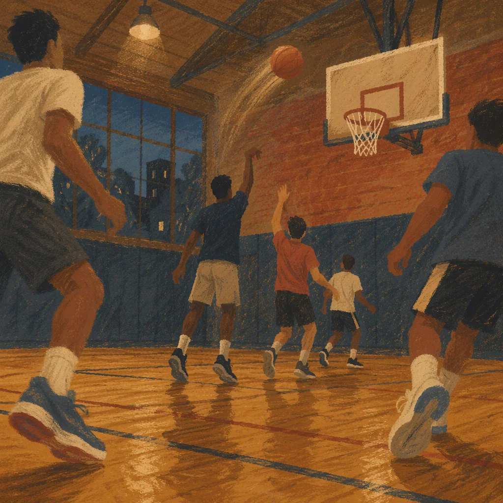 Evening Basketball Fellowship in Community Gym