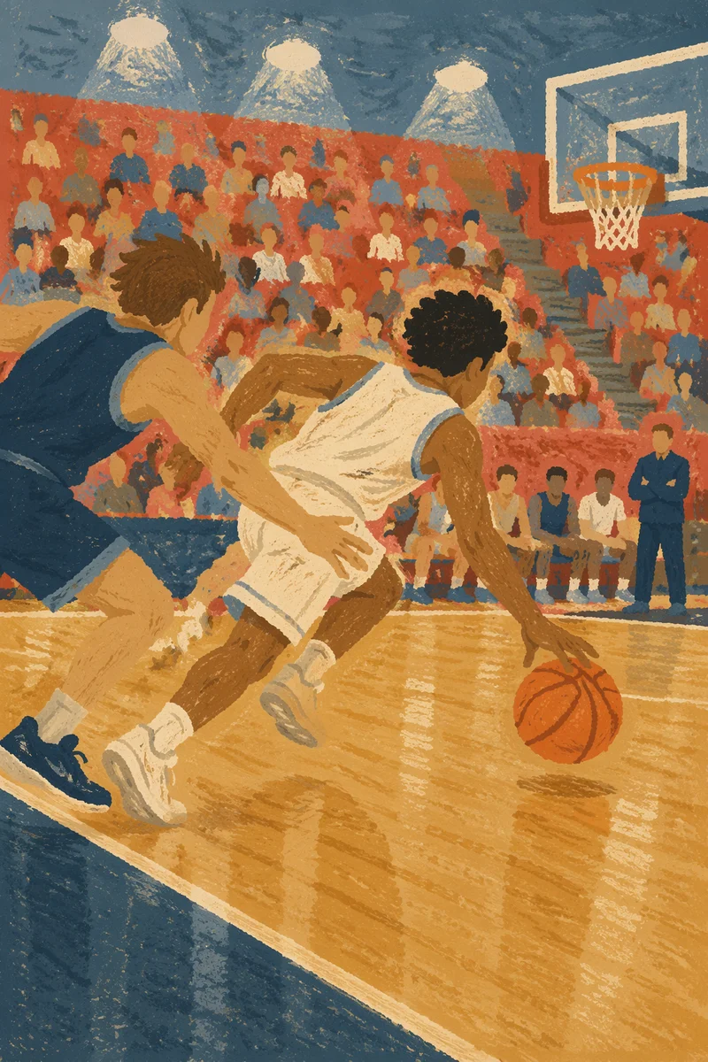 Dynamic Indoor Basketball Drive to the Hoop