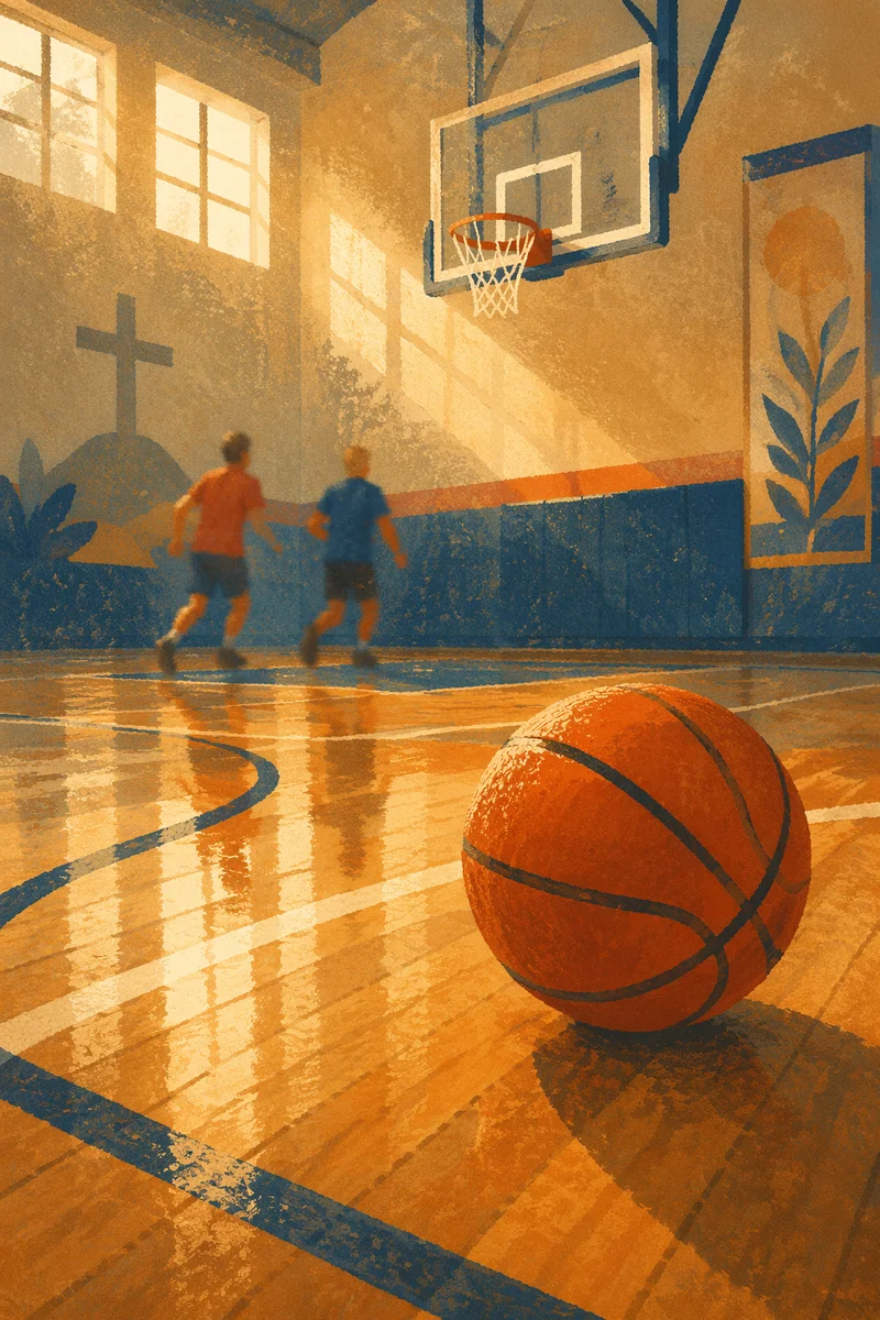 Golden Basketball Court Fellowship Moment