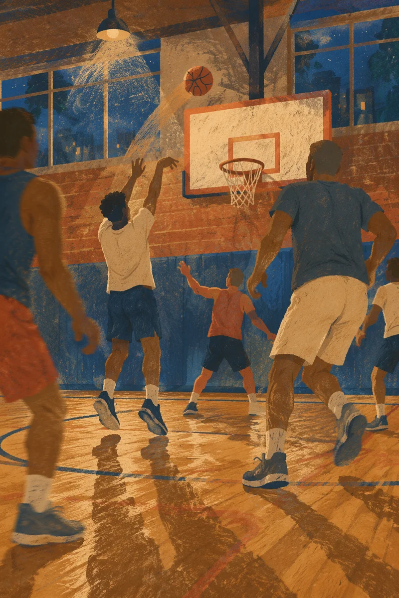 Evening Basketball Fellowship in Community Gym
