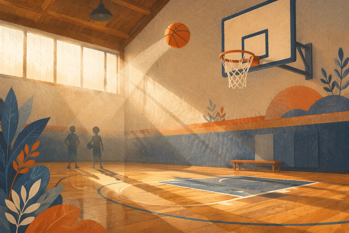 Hopeful Basketball Shot in Community Gym