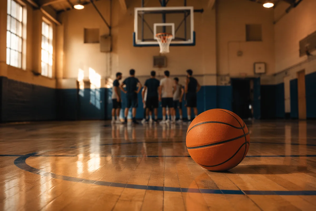 Quiet Evening Basketball Game in Community Gym