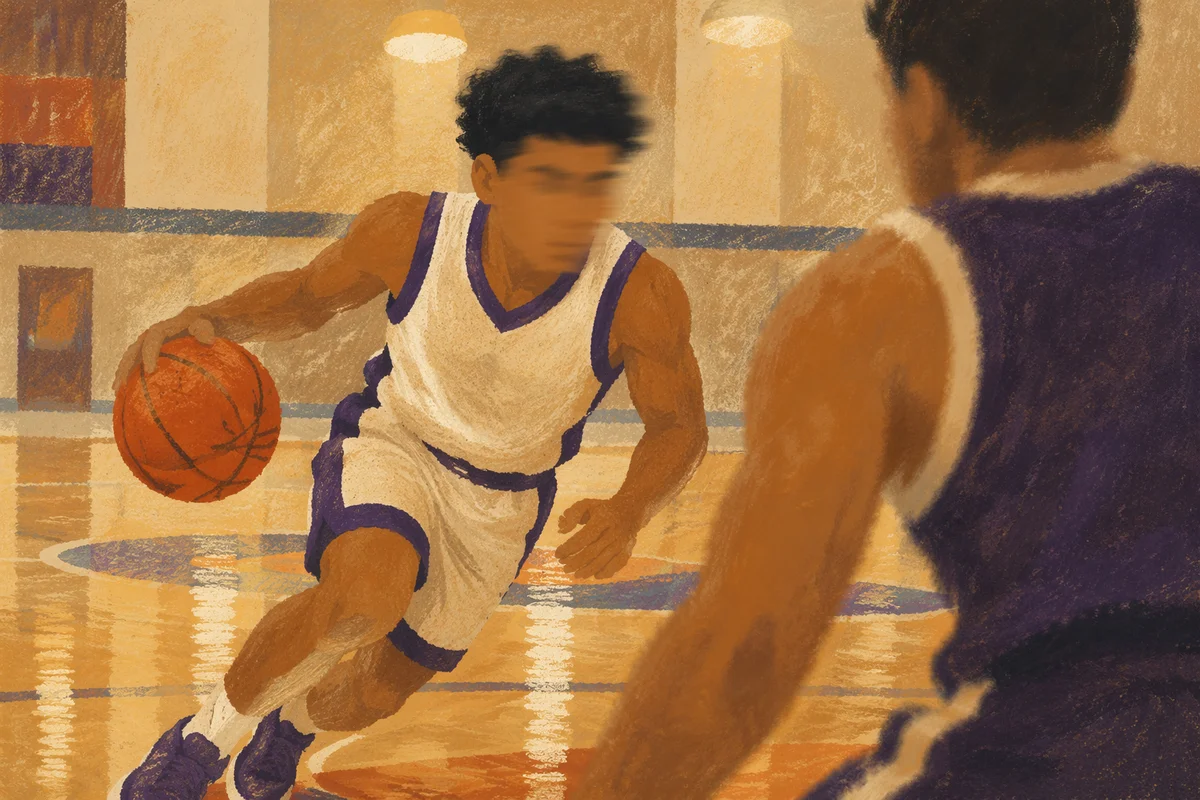 Indoor Basketball Drive on Polished Court