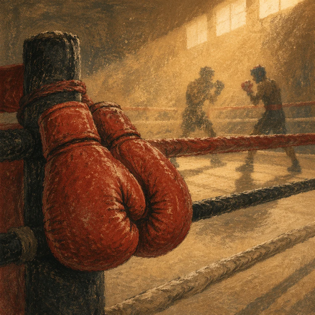 Red Boxing Gloves in Dawn Gym