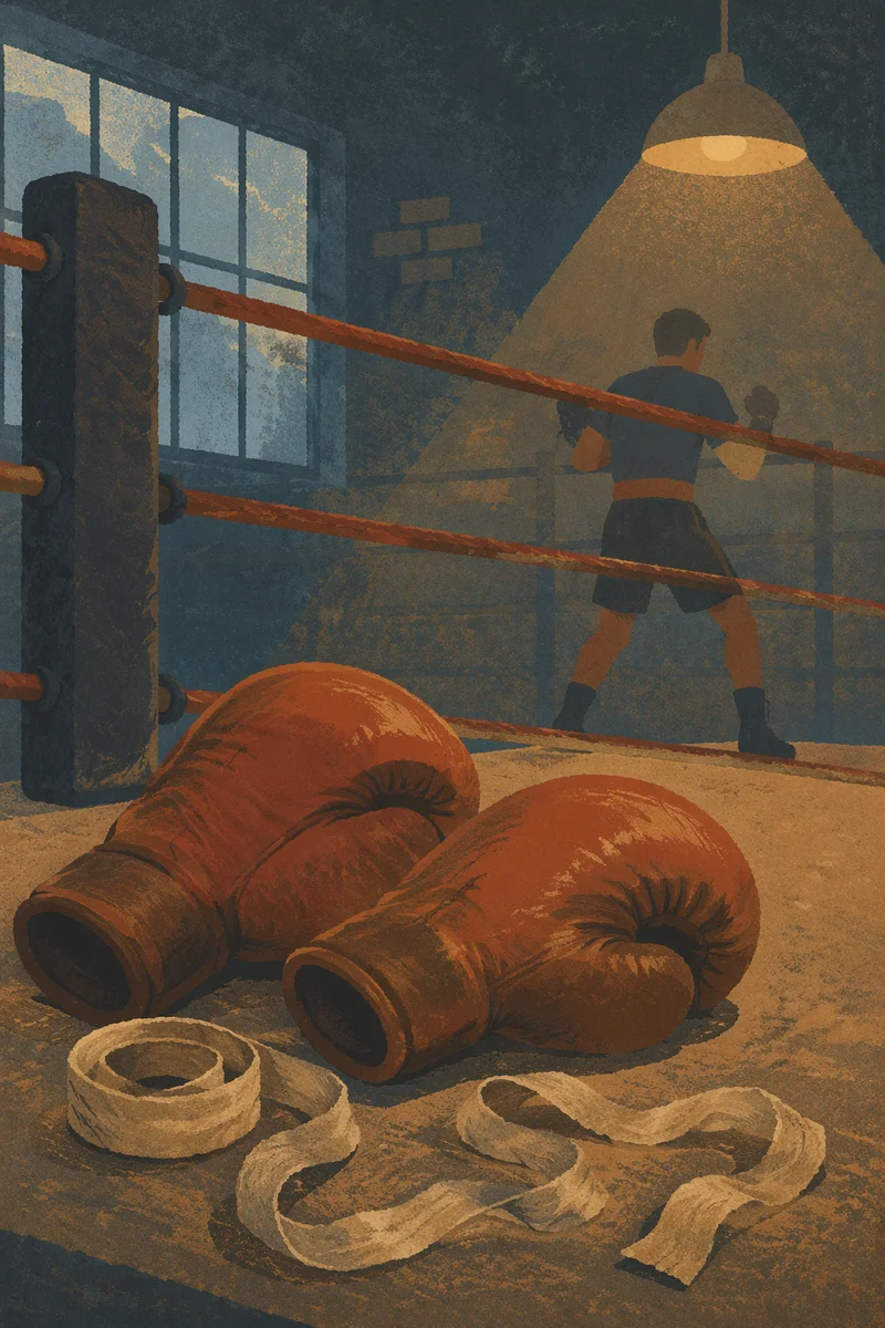 Worn Boxing Gloves Before Dawn Training