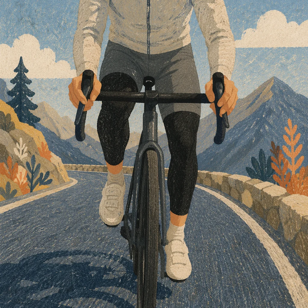 Mountain Road Cyclist in Morning Light