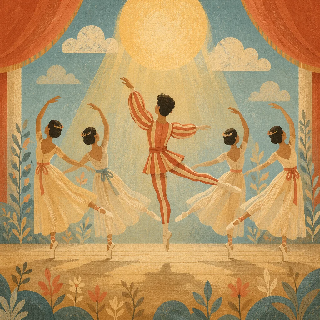 Graceful Ballet Dancers on Theater Stage