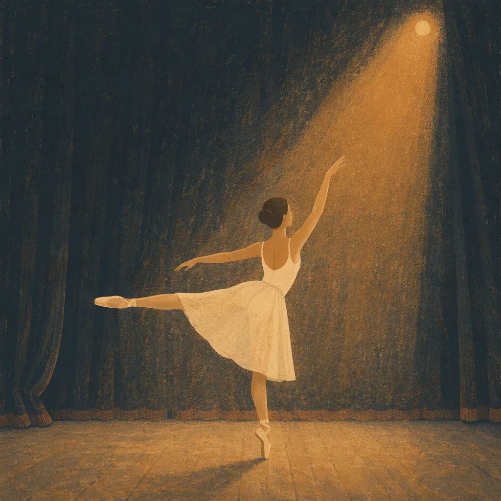 Graceful Ballet Arabesque Under Warm Spotlight