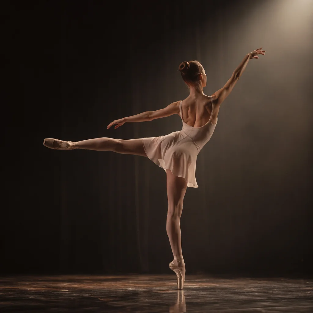 Graceful Ballet Dancer Training on Stage