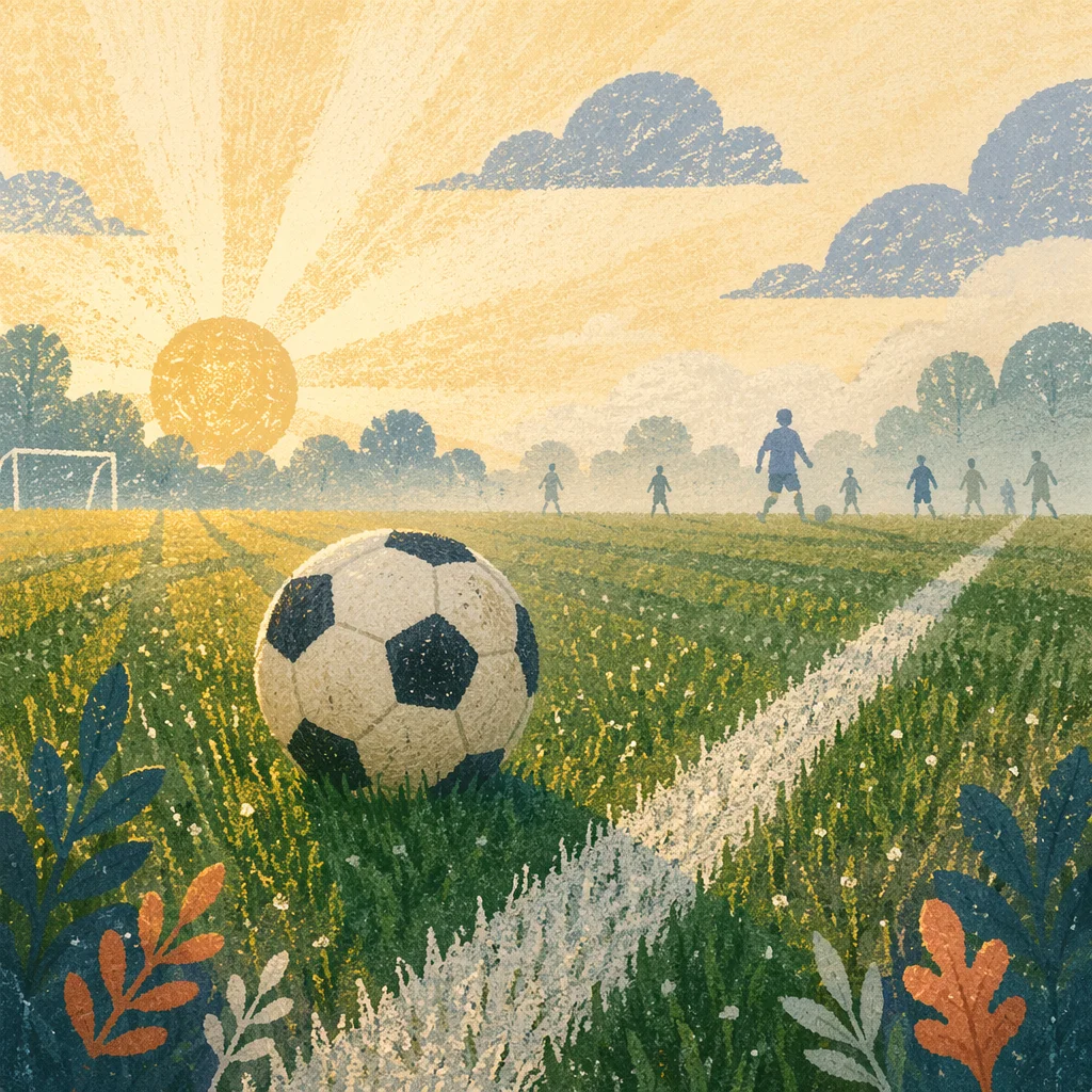 Soccer Ball at Sunrise Field Line