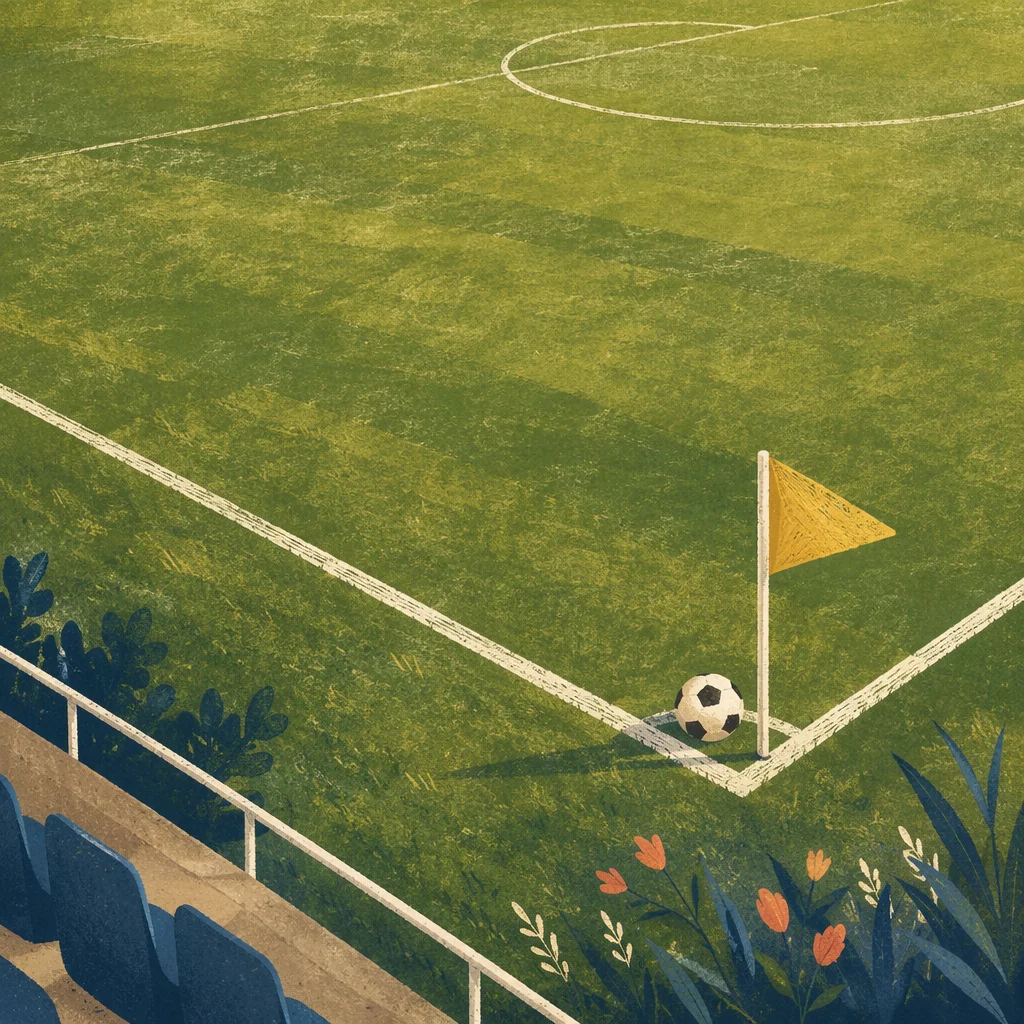 Soccer Field Corner With Ball and Flag