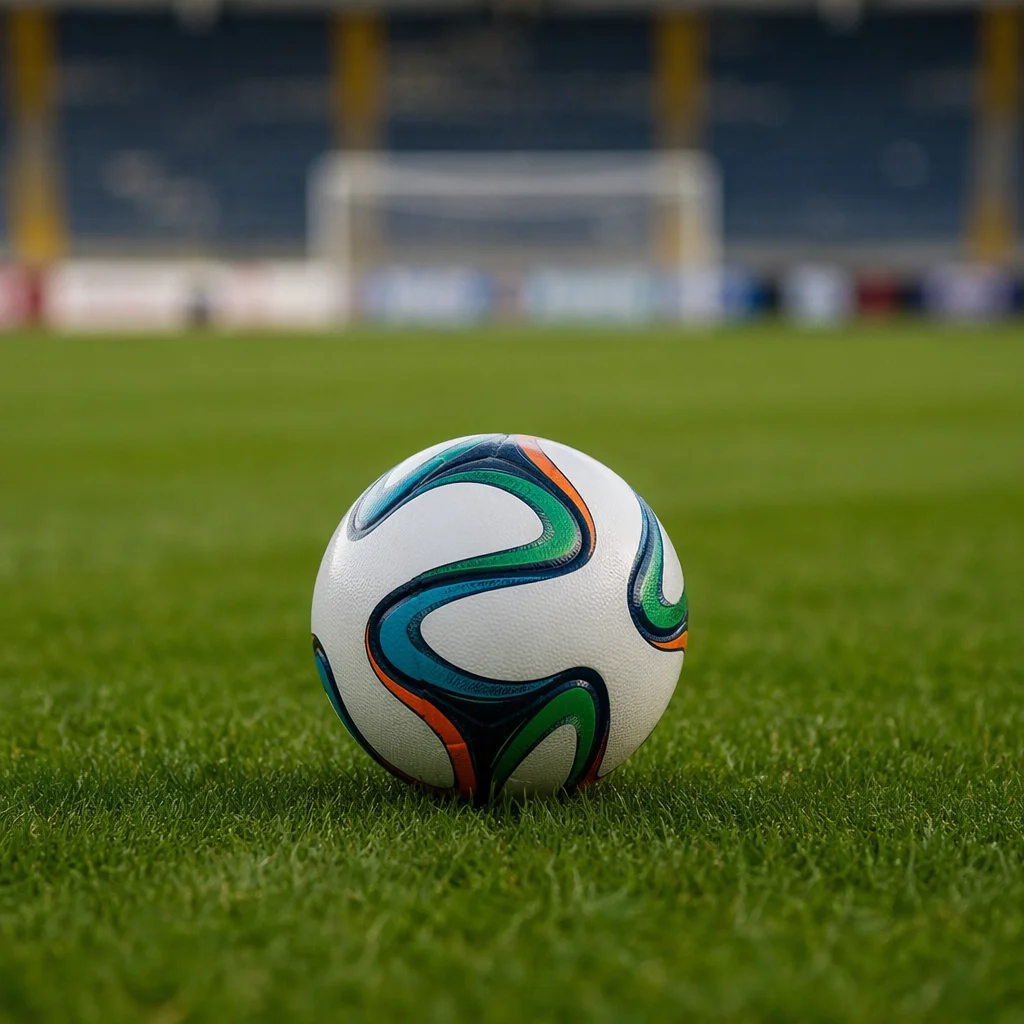 Soccer Ball on Fresh Green Field
