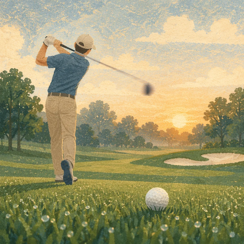 Golden Sunrise Golf Swing on Green