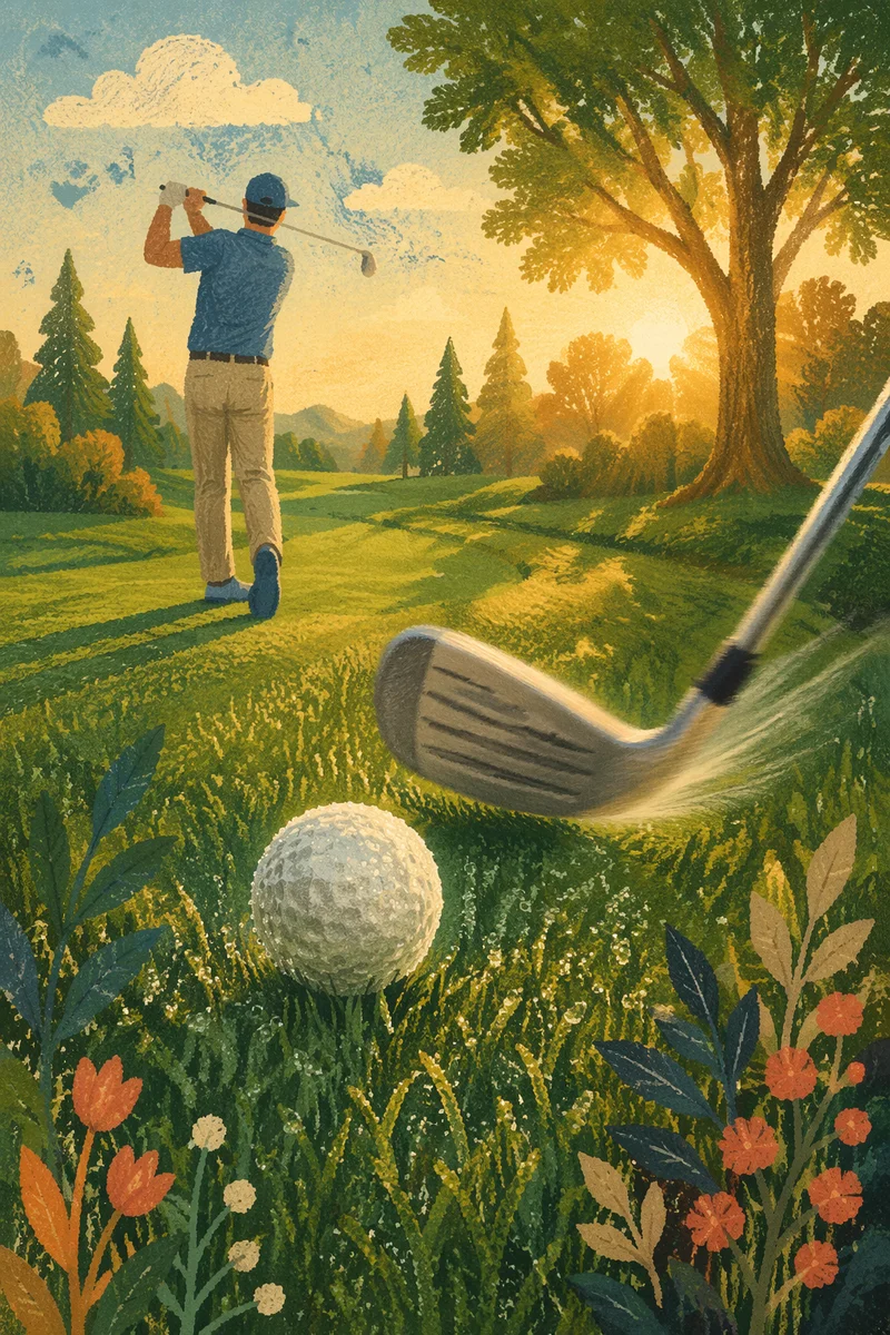 Sunrise Golf Ball on Dewy Green