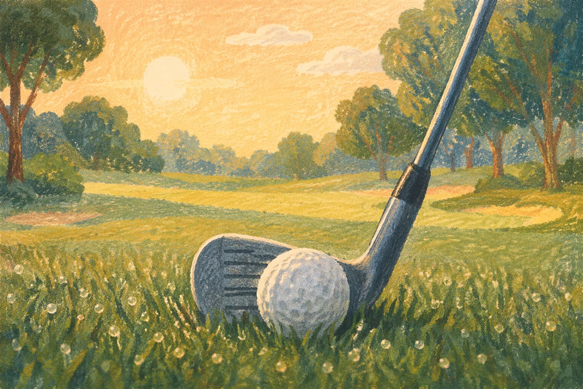 Morning Golf Ball and Club Closeup