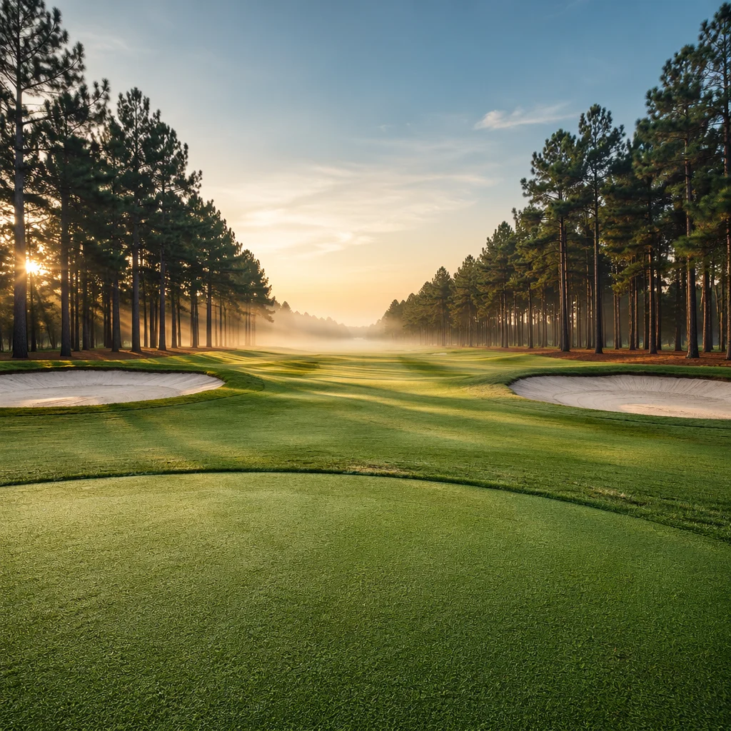 Morning Mist Over Golf Course Fairway