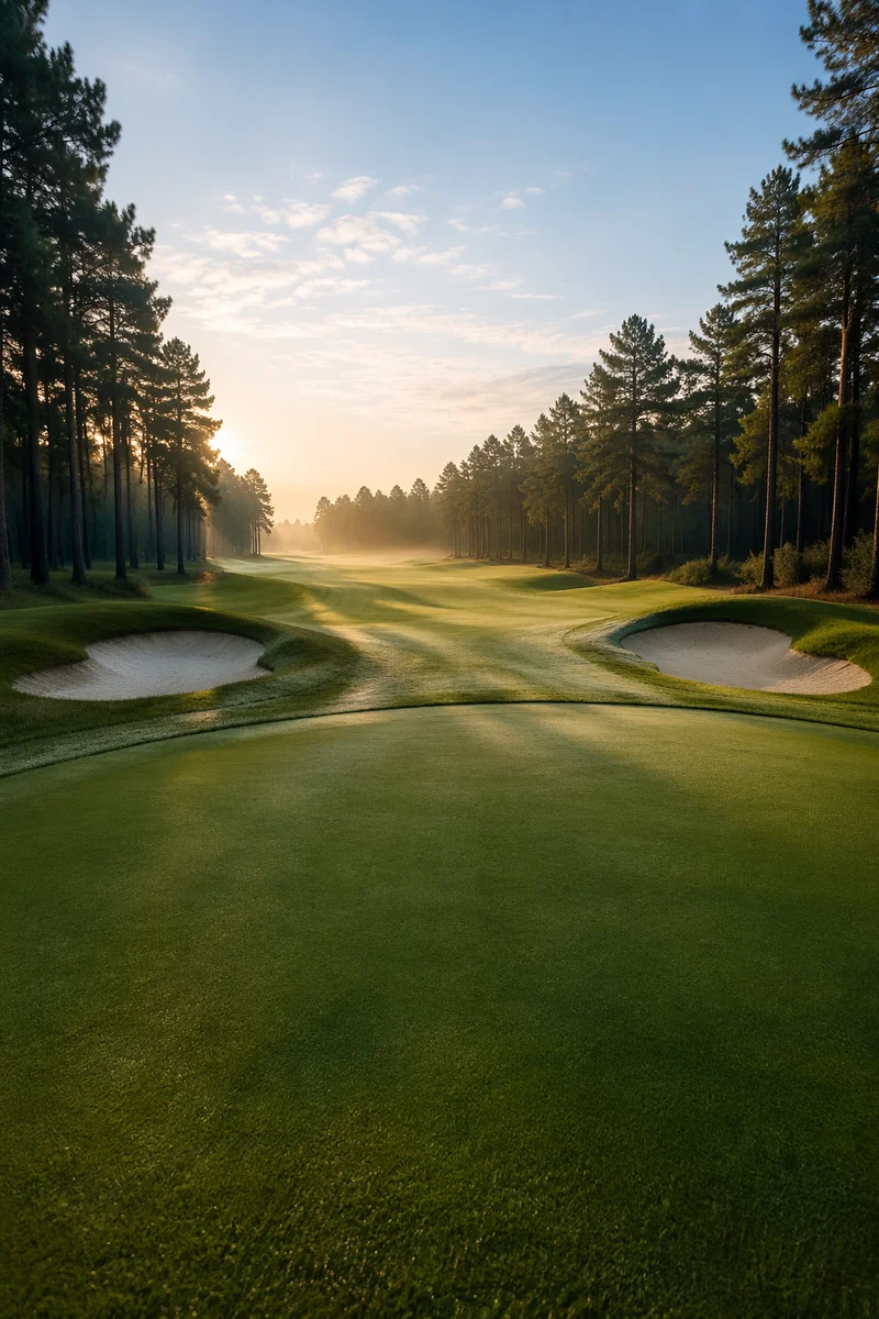 Morning Mist Over Golf Fairway