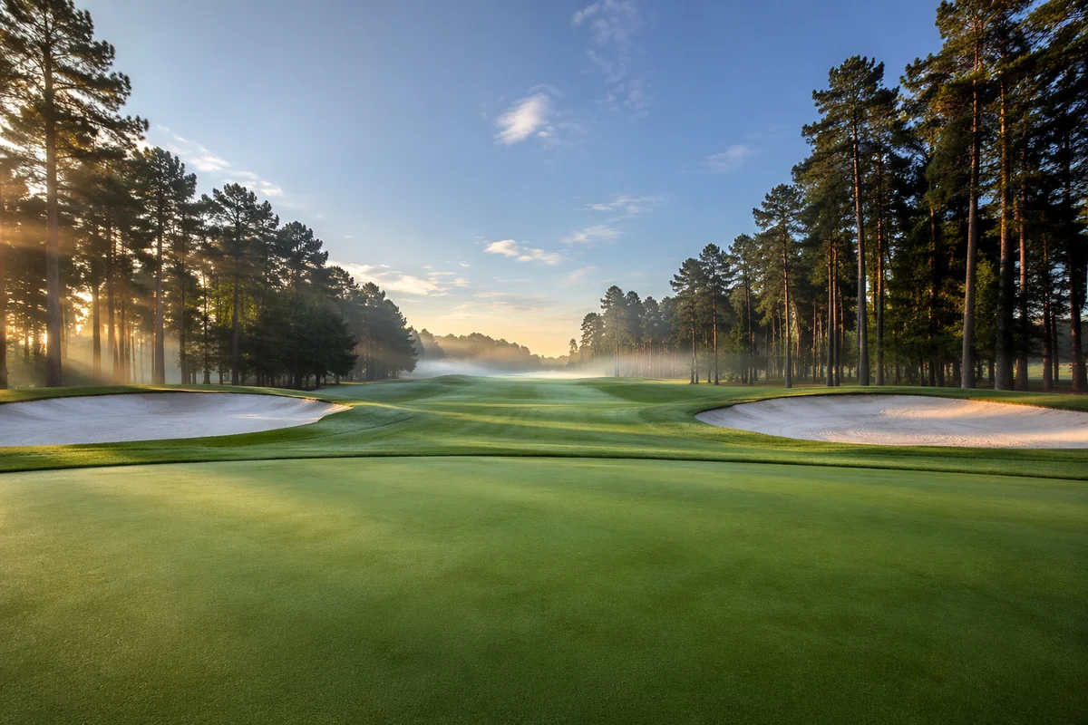 Morning Mist Golf Fairway Panorama