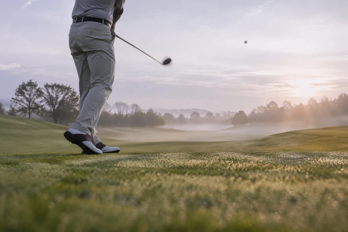 Morning Mist Golf Fairway Swing Scene