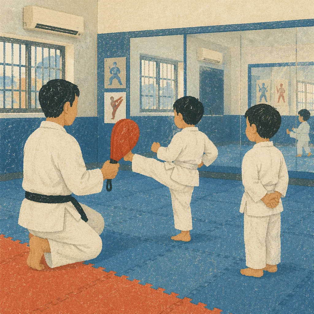 Kids Martial Arts Discipline Training Scene