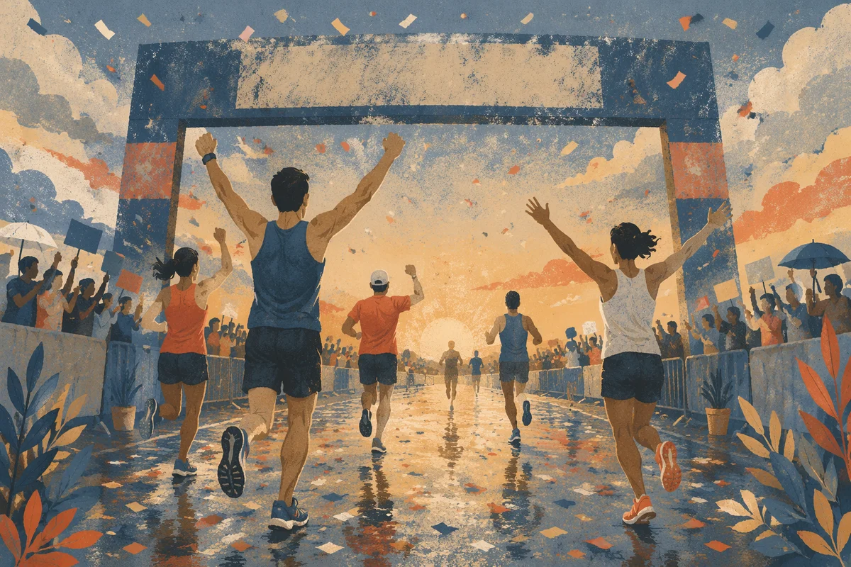 Marathon Finish Line at Golden Sunrise