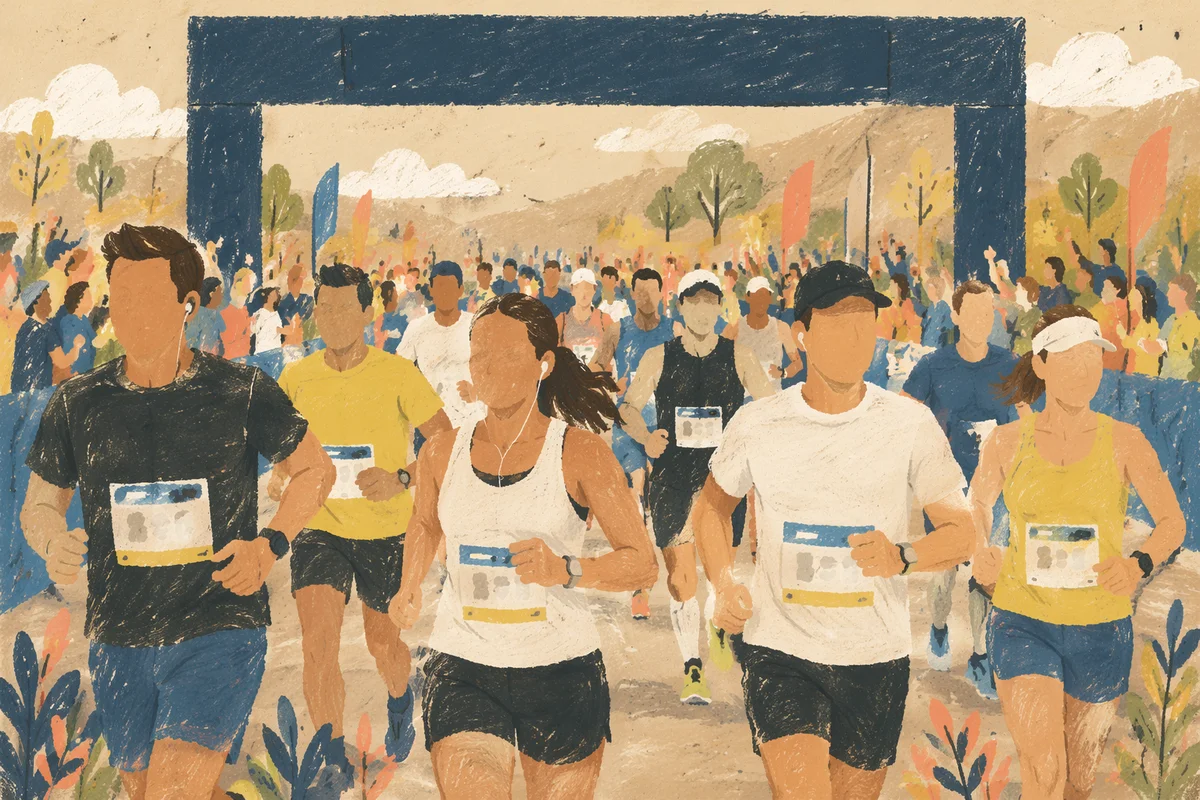 Marathon Runners Approaching Finish Line