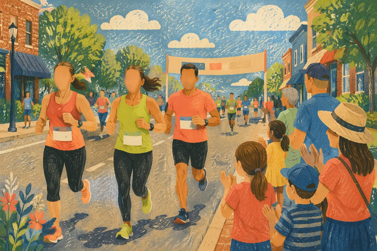 Community Marathon Runners Near Finish Line